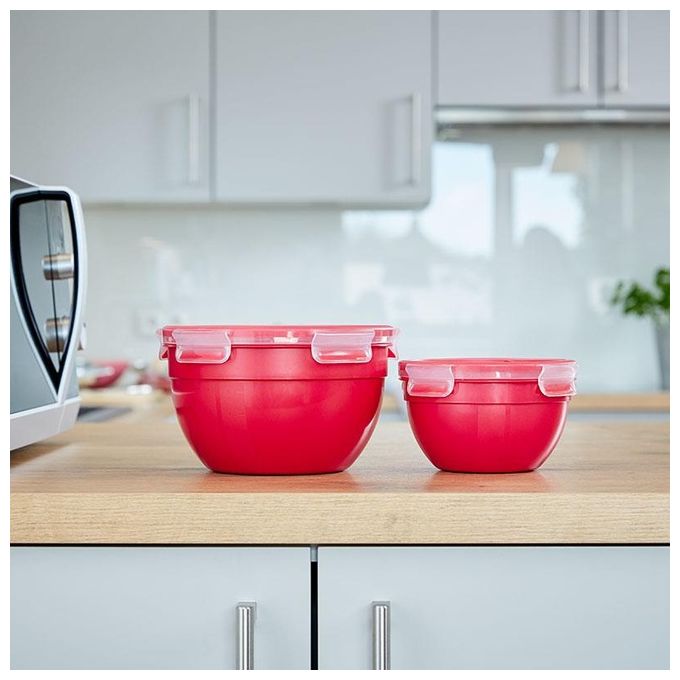Emsa Clip e Micro Contenitore Rotondo Microonde Rosso 1.1 Litro