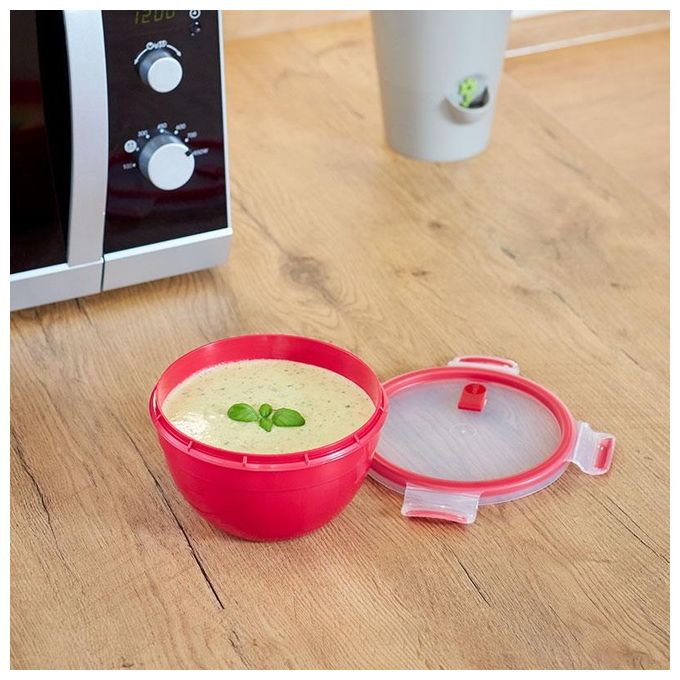 Emsa Clip e Micro Contenitore Rotondo Microonde Rosso 2.6 Litri