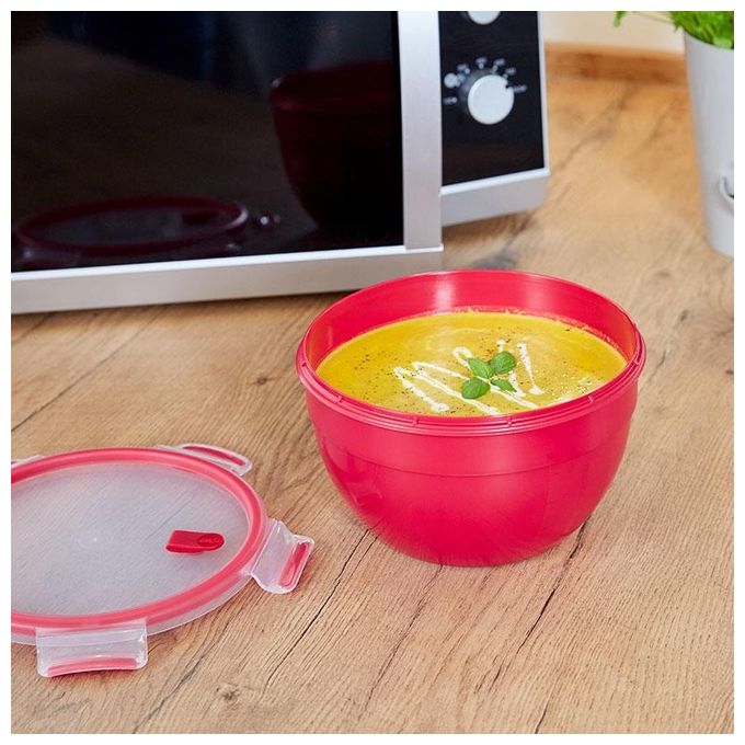 Emsa Clip e Micro Contenitore Rotondo Microonde Rosso 1.1 Litro