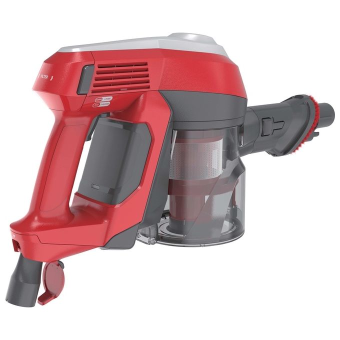Hoover HF122RH 011 H-Free 100 – Scopa elettrica senza filo e senza sacco, capacita' 0,9 L, autonomia fino a 40 minuti, 2 velocita', sistema ciclonico, accessori inclusi, colore Argento-Rosso