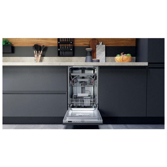 Hotpoint HSIC 3T127 C Lavastoviglie Slim da incasso a Scomparsa Totale 10 Coperti Classe Energetica E 9 programmi Terzo cesto Cesti Flexiload Dual Wash 44.8cm Argento