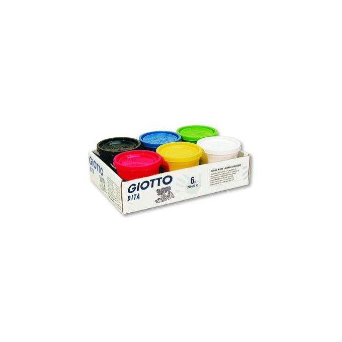 Giotto F535000 Colori a Dita Tempera Superlavabile 6 Vasetti da 200 ml colori Assortiti