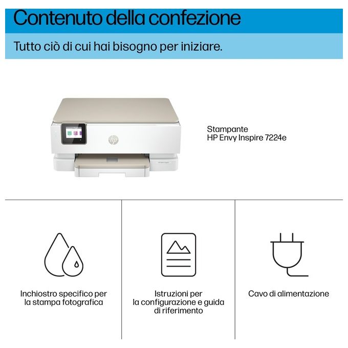 HP, Envy Inspire 7224e, Stampante All-in-One, Wireless Colore, Instant Ink