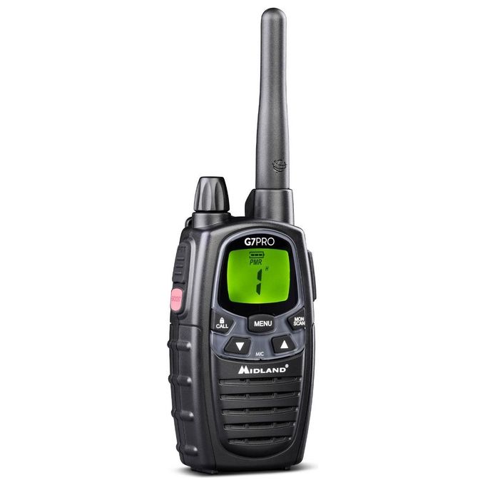 Midland G7 PRO COPPIA NEW VERSION Radio Ricetrasmittente Walkie Talkie 16 Canali PMR446 Batterie Ricaricabili AA 800 mAh