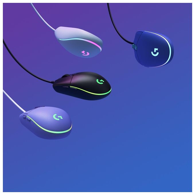 Logitech G203 LIGHTSYNC Mouse Gaming con Illuminazione RGB Personalizzabile 6 Pulsanti Programmabili Sensore per Gaming Tracciamento a 8.000 DPI Blu