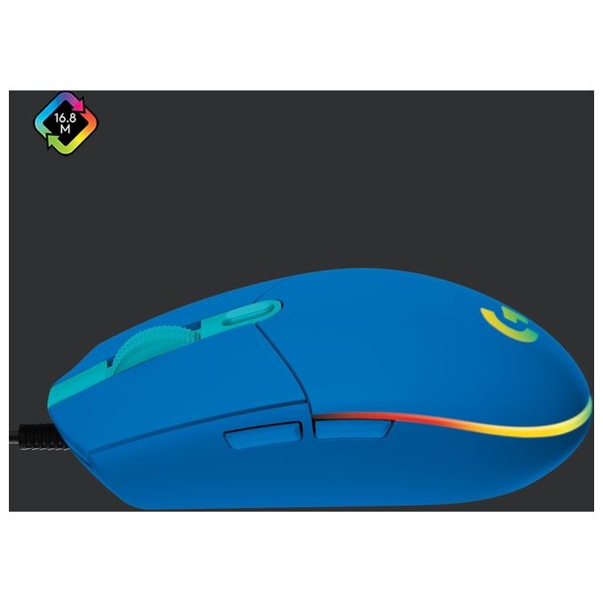 Logitech G203 LIGHTSYNC Mouse Gaming con Illuminazione RGB Personalizzabile 6 Pulsanti Programmabili Sensore per Gaming Tracciamento a 8.000 DPI Blu