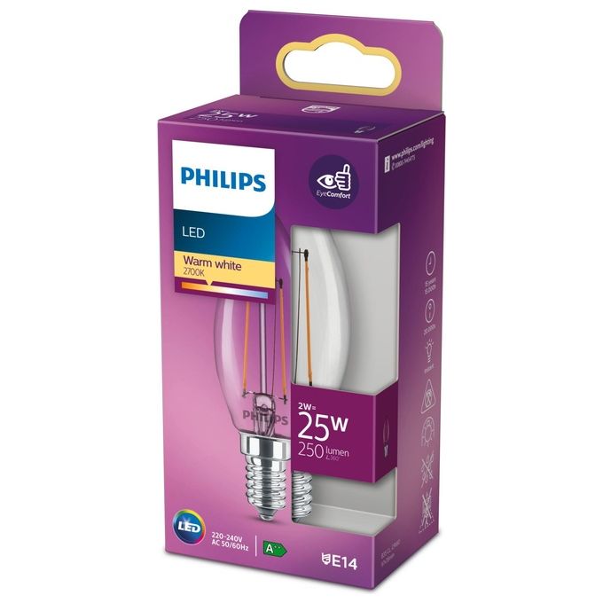 Philips Oliva Lampadina Led 25W e14 Luce Bianco Caldo