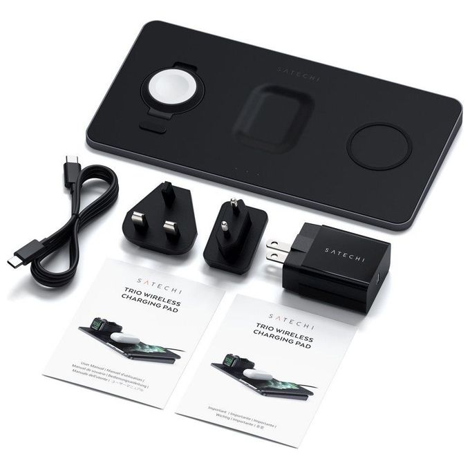 Stand Trio Wireless Charging Pad Bk Watch Iphone Airpods