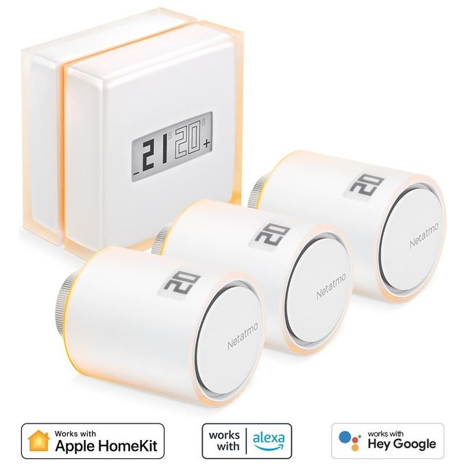 Netatmo Termostato Smart con 3 Valvole Kit Completo di Controllo Termico Intelligente per la Casa