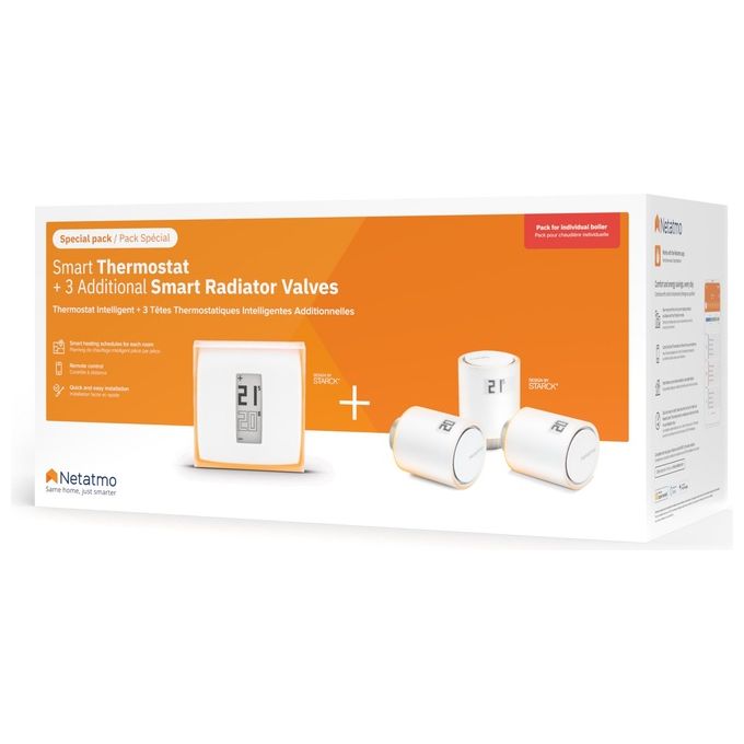 Netatmo Termostato Smart con 3 Valvole Kit Completo di Controllo Termico Intelligente per la Casa