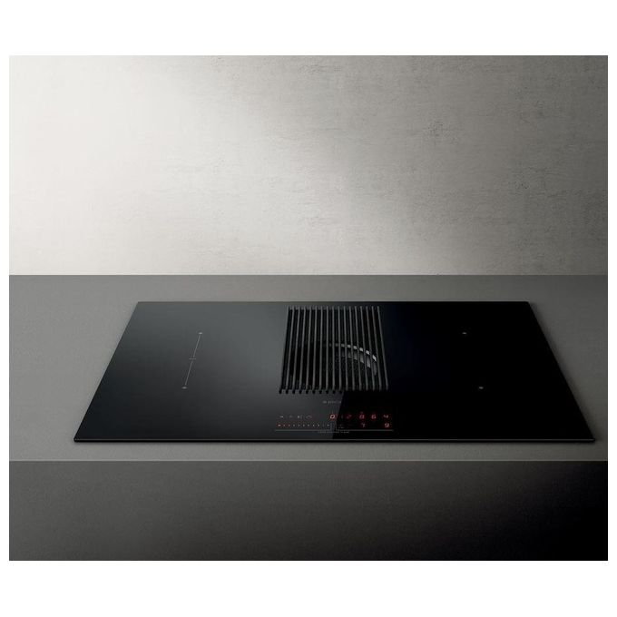 Elica NIKOLATESLA PRIME  Piano cottura aspirante a Induzione con cappa integrata 4 zone 83 cm Vetro Nero + Ghisa PRF0138475
