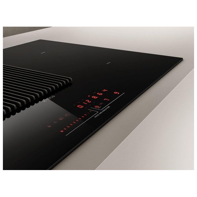 Elica NIKOLATESLA PRIME  Piano cottura aspirante a Induzione con cappa integrata 4 zone 83 cm Vetro Nero + Ghisa PRF0138475