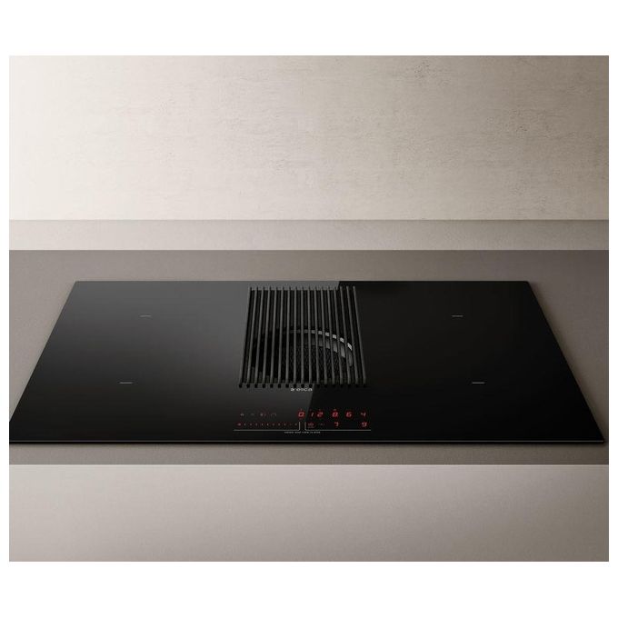 Elica NIKOLATESLA PRIME  Piano cottura aspirante a Induzione con cappa integrata 4 zone 83 cm Vetro Nero + Ghisa PRF0138475