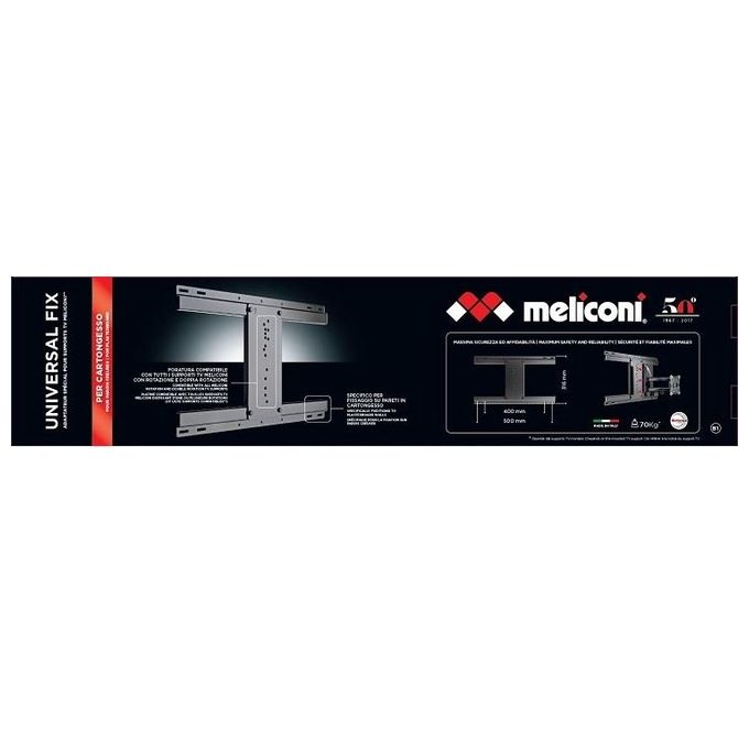 Meliconi Universal Fix Supporto Tv Kit per Fissaggio su Pareti in Cartongesso Nero