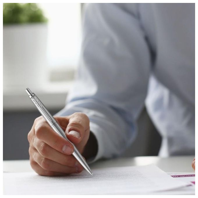 Parker Jotter Penna a Sfera Xl Acciaio Inossidabile Vanta Monochrome Punta Media Inchiostro Blu