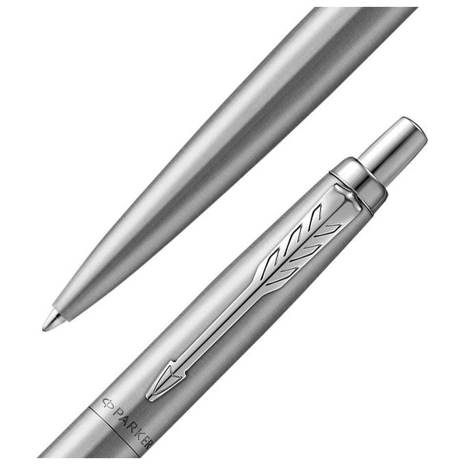 Parker Jotter Penna a Sfera Xl Acciaio Inossidabile Vanta Monochrome Punta Media Inchiostro Blu