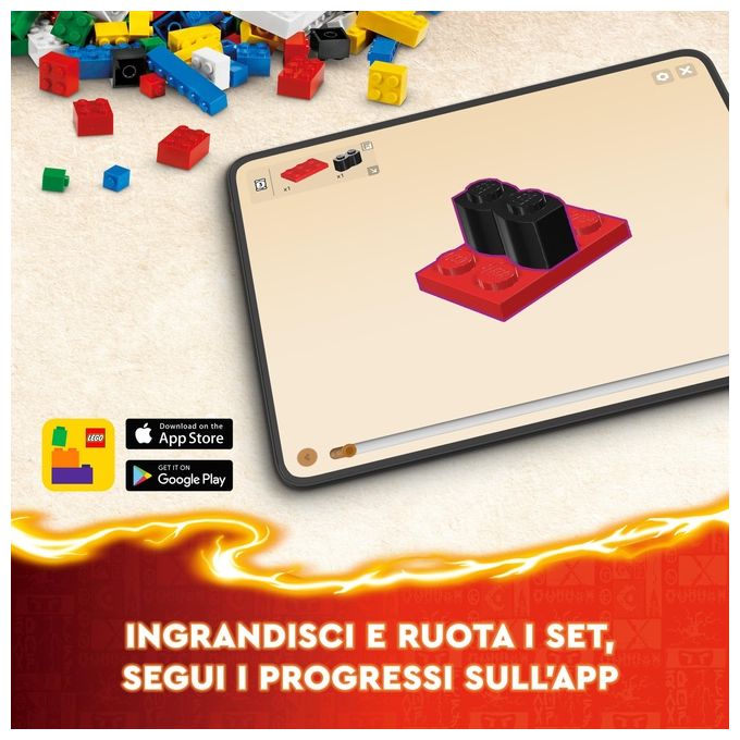 LEGO NINJAGO 71808 Mech Elemento Fuoco di Kai, Giochi per Bambini di 7+ Anni con 2 Action Figure da Costruire e 4 Minifigure