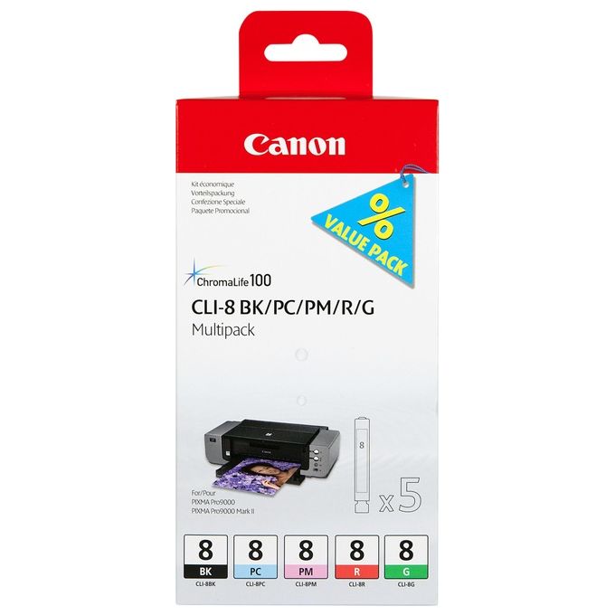 Canon Cli-8 Blk-pc-pm-r-g Multipack Blister 4 Colori
