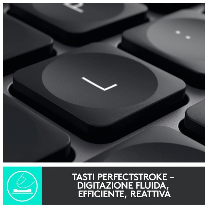 Logitech MX Keys for Mac - Tastiera wireless, Bluetooth, USB-C, MacBook Pro, MacBook Air, iMac, iPad, Italiano QWERTY - Grigio