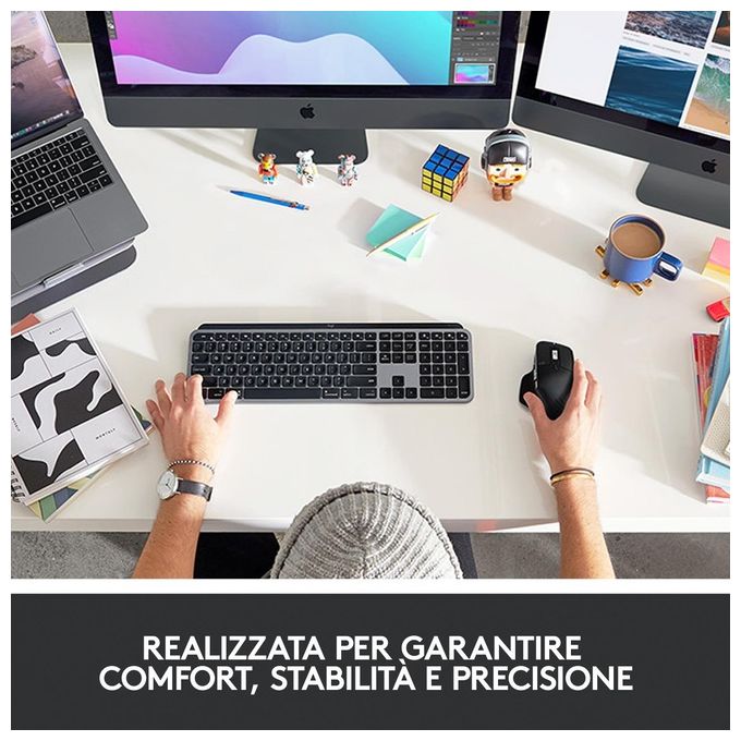 Logitech MX Keys for Mac - Tastiera wireless, Bluetooth, USB-C, MacBook Pro, MacBook Air, iMac, iPad, Italiano QWERTY - Grigio