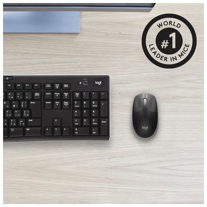 Logitech M190 Mouse Rf Wireless Ottico 1000 Dpi Ambidestro Grigio