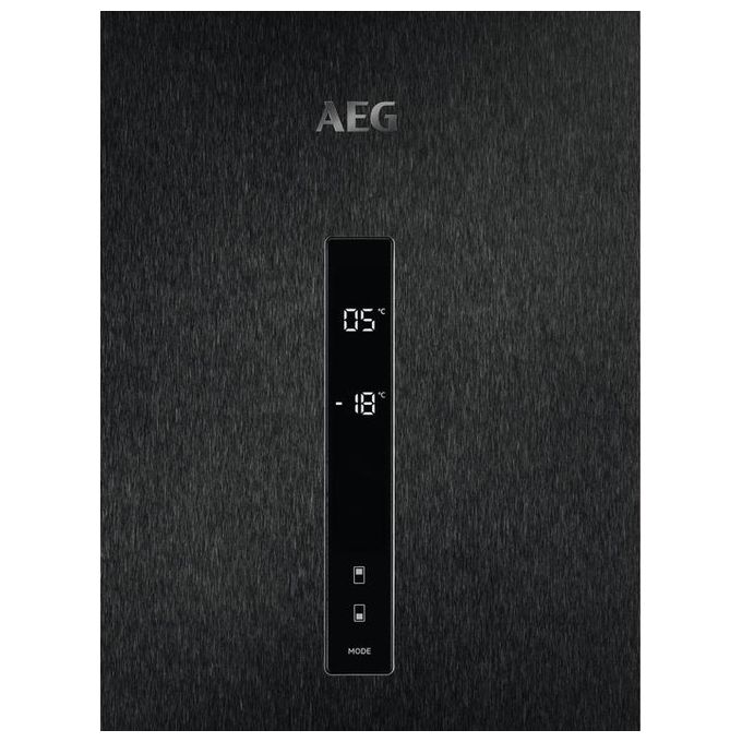 AEG RCB736E5MB Frigorifero Combinato Capacita' 366 Litri Classe energetica E Total No Frost Display Digitale Esterno Cooling 360 201 cm Acciaio Inox Nero