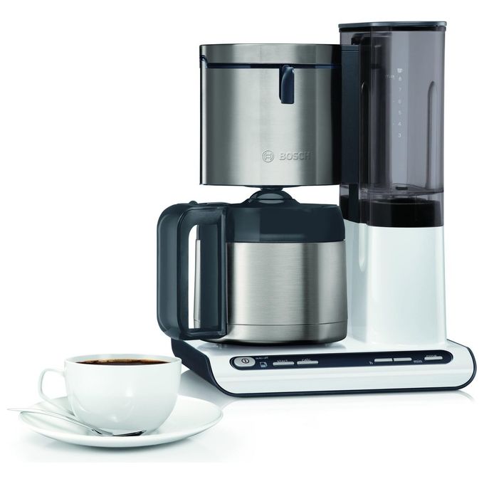 Bosch TKA8A683 Styline Macchina da caffe' con Filtro Caraffa Termica 1,1 L 8 tazze 1100 W colore Nero Bianco