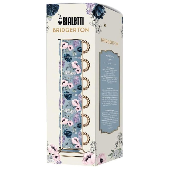 Bialetti Set 6 Tazzine Bridgerton Brid003 Impilabili Eleganti Senza Piattini Perfette per Momenti di Convivialita'