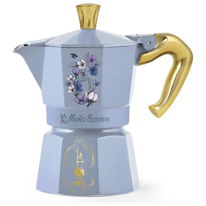 Bialetti Moka Express Bridgerton 3 Tazze Manico anti scottatura Non adatta ad induzione 3 Tazze (130ml) Alluminio