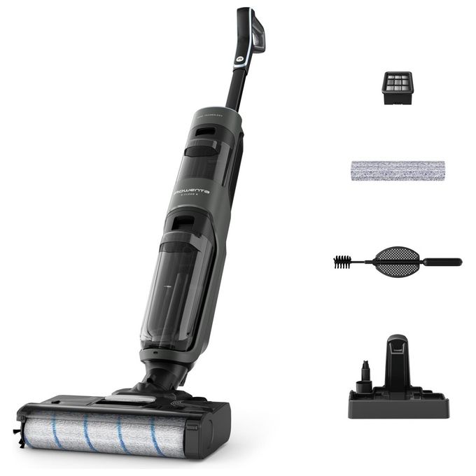 Rowenta X-Clean 4 GZ5035 Scopa Elettrica Lavapavimenti Pulitore a Vapore Aspira e Lava Potenza 200 Watt colore Grigio