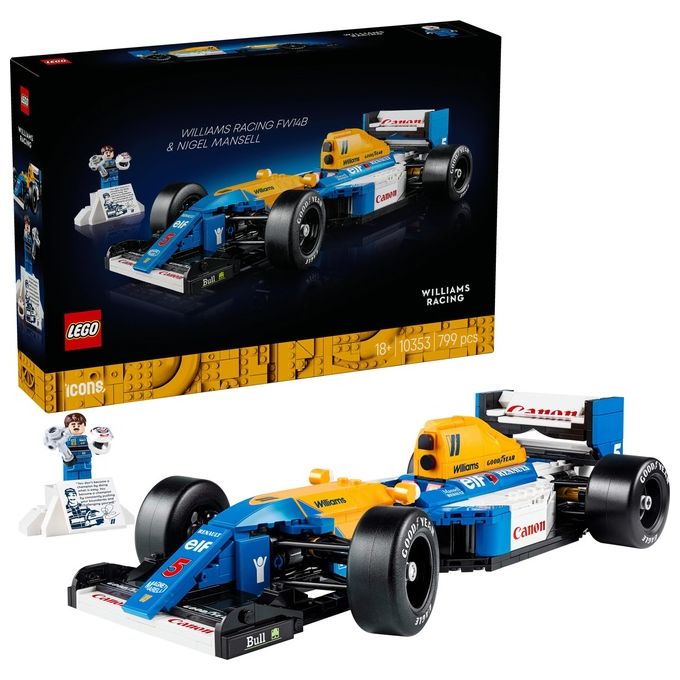 LEGO Icons Williams Racing FW14B e Nigel Mansell - Modellino di Auto F1 da Costruire con Minifigure del Pilota da Collezione, Trofeo e Supporto da Esposizione, Idea Regalo Adulti, Uomo o Donna 10353