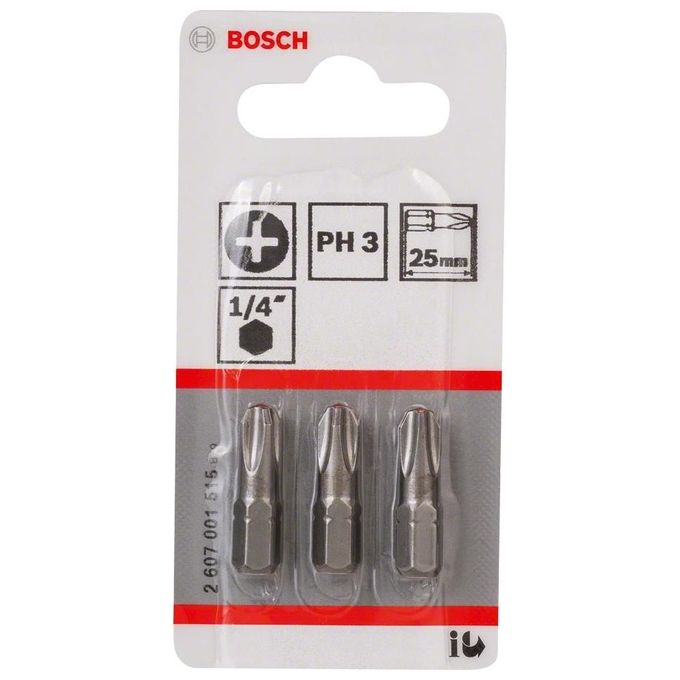 Bosch 3 Pezzi PH Bit per Cacciavite PH3 XH 25mm