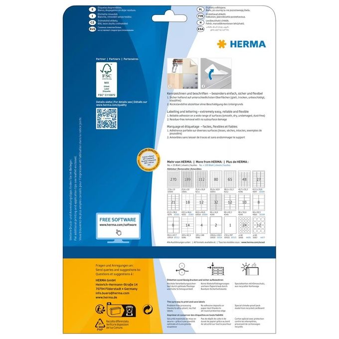 Herma Etichetta Autoadesiva Bianco 17,8x10mm 25 Fogli DIN A4 6750 Pezzi