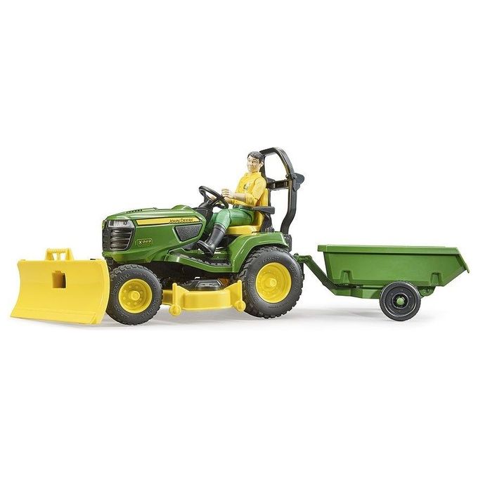 Bruder John Deere Trattore Tosaerba con Rimorchio