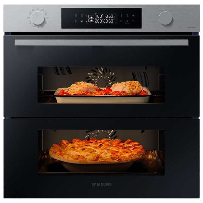 Samsung Dual Cook Flex NV7B45403BS Forno Elettrico Multifunzione con Grill da incasso a Vapore Capacita' 76 Litri Classe Energetica A Wi-Fi 59,5 cm Nero-Acciaio Inox