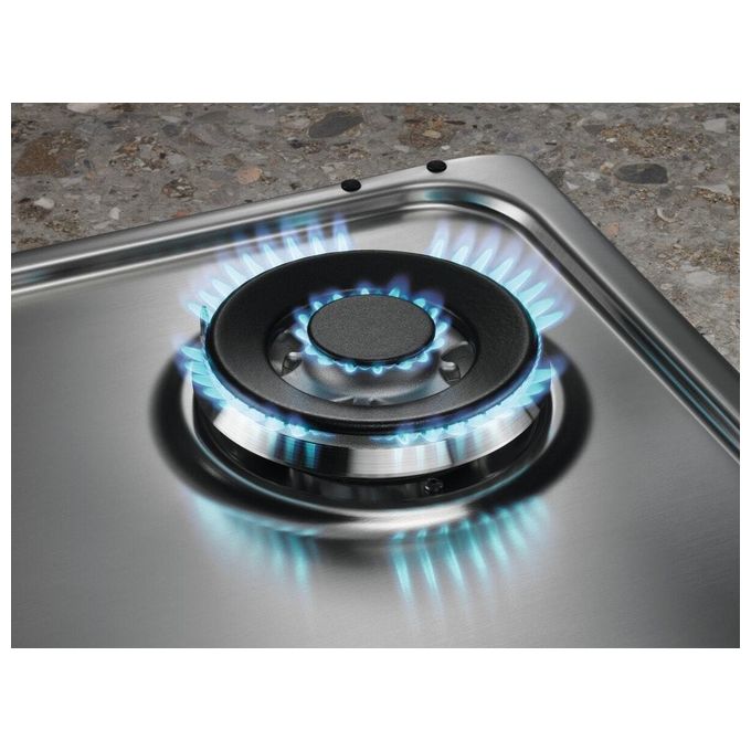 Electrolux KGS6436SX Piano Cottura a Gas 4 Fuochi Griglie in Ghisa Bruciatore Tripla Corona 60 cm Acciaio Inox