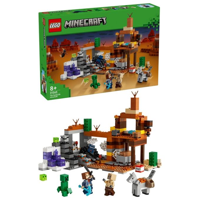 LEGO Minecraft La Miniera delle Badlands Modellino da Costruire di Bioma con Personaggi Accessori e Mob Ostili Giochi Creativi per Bambini e Bambine da 8 Anni Idea Regalo di Compleanno 21263