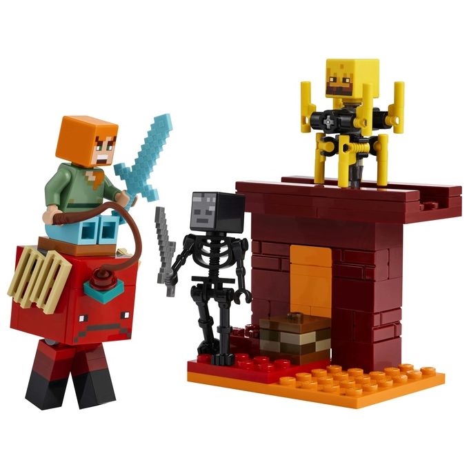 LEGO Minecraft Battaglia sul Ponte del Nether Gioco d'Avventura per Bambini e Bambine da 6 Anni Piccolo Set da Costruire con Funzioni e 4 Personaggi del Videogioco Idea Regalo di Compleanno 21266