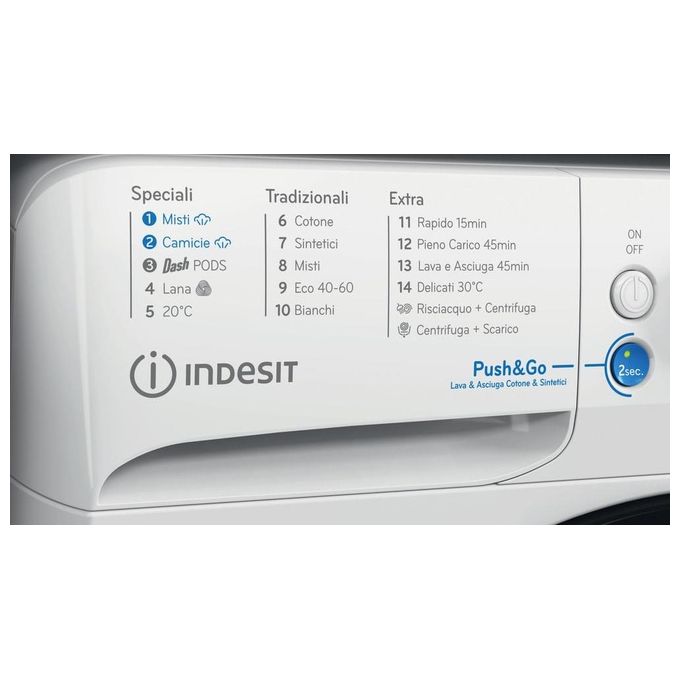 Indesit BDE 96436 WKV IT Lavasciuga 9-6 Kg Classe D Profondita' 54 cm Centrifuga 1351 Giri Inverter Funzione Vapore colore Bianco