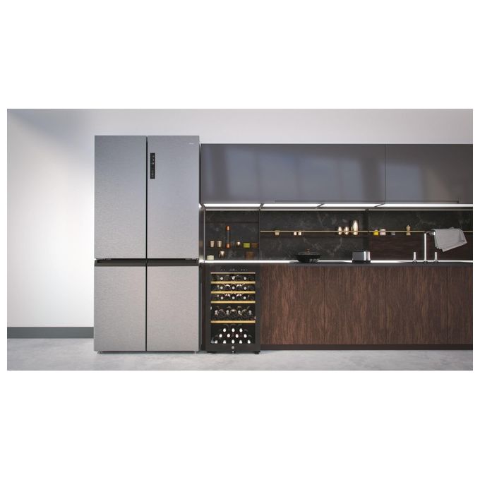 Haier HCR5919ENMM Frigorifero Americano Side by Side 643 Litri Classe E No Frost colore New Platinum Inox Cube 90 Serie 5
