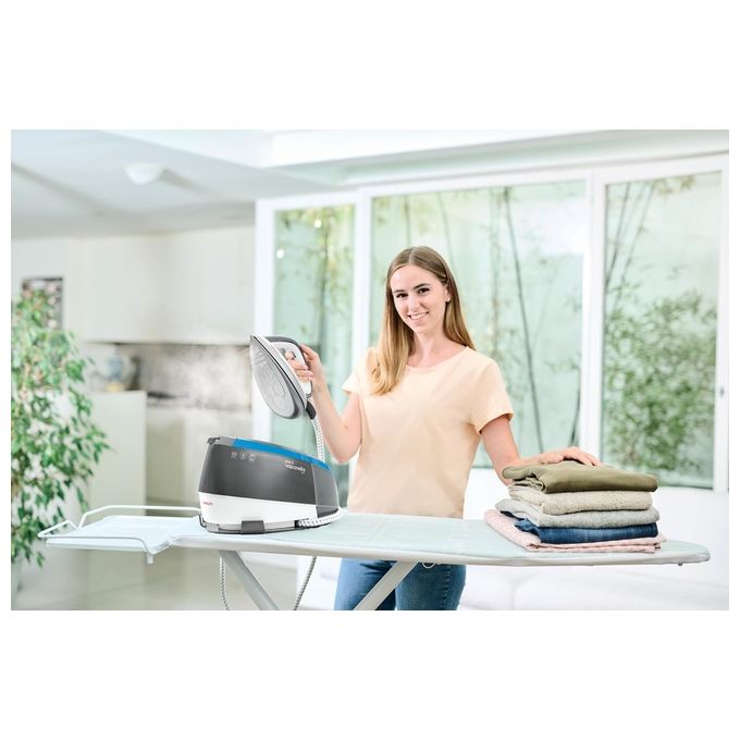 Polti VN18.20 – Sistema stirante con caldaia, potenza 2200 W, pressione 6,5 bar, autonomia continua, serbatoio 1,3 L, colpo vapore elevato, piastra in acciaio inox, colore Bianco-Blu