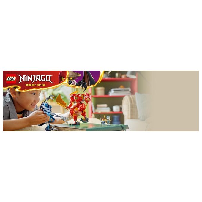 LEGO NINJAGO 71808 Mech Elemento Fuoco di Kai, Giochi per Bambini di 7+ Anni con 2 Action Figure da Costruire e 4 Minifigure