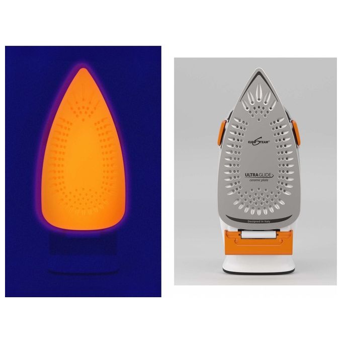 Ariete 6190 Step Up Ferro da stiro a vapore Smart Temp 2400W Piastra Ceramica 57 fori Vapore 30g-min colore Grigio Nero