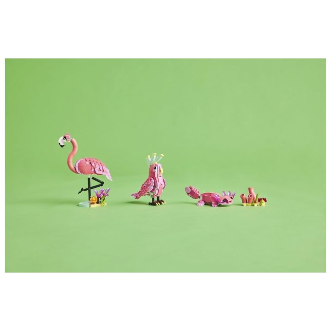 LEGO Creator 3 in 1 Animali Selvatici: Fenicottero Rosa Giocattolo - Si Trasforma in Uccello Cacatua o in Axolotl - Animali da Costruire per Bambini e Bambine da 8 Anni - Regalo di Compleanno 31170
