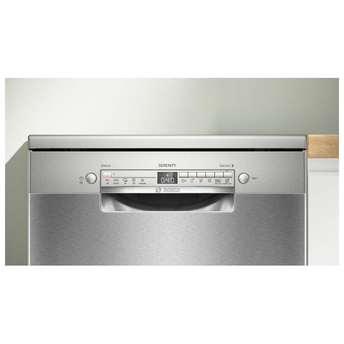 Bosch Serie 2 SMS2HTI02E Lavastoviglie a libera installazione con top removibile 13 coperti Classe D  Rumorosita' 46 dB 5 programmi Home Connect 60 cm Acciaio spazzolato