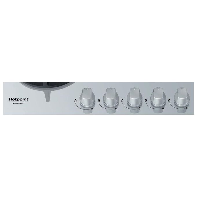 Hotpoint HAGD 72S-SL Linea Estetica Diamond Piano Cottura a Gas 5 Zone 1 Doppia Corona Griglie in ghisa 73 cm Argento