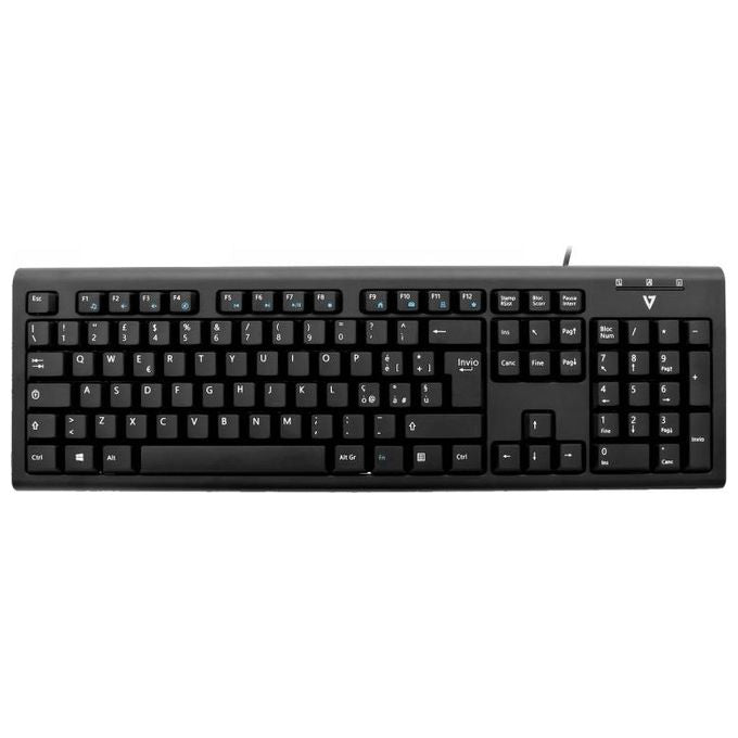 V7 KU200IT Tastiera con Cavo Usb e Adattatore PS2 Nero