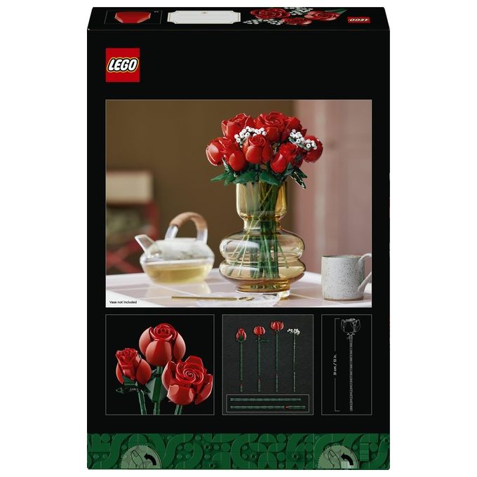LEGO Icons 10328 Bouquet di Rose, Set Fiori Finti per Adulti, Decorazione Casa, Idea Regalo per Lei o Lui, Collezione Botanica