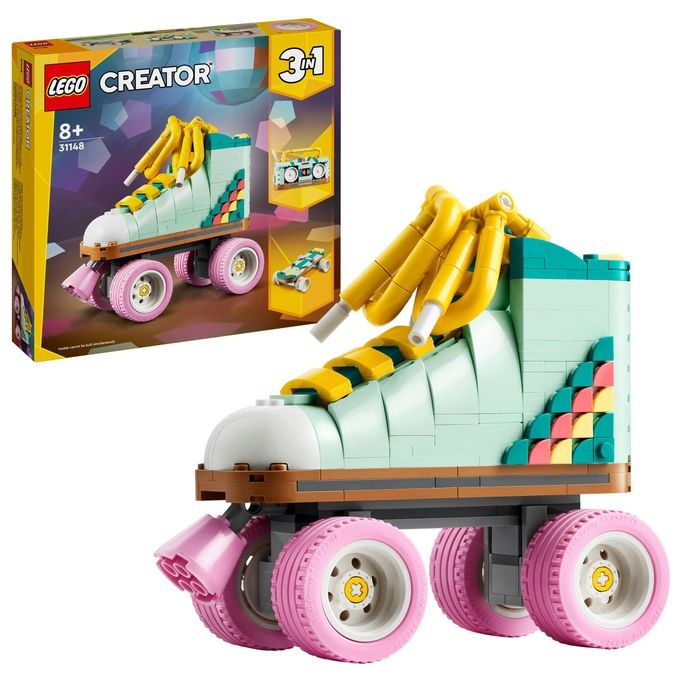 LEGO Creator 31148 3in1 Pattino a Rotelle Retro' Trasformabile in Mini Skateboard o Radio Giocattolo, Giochi per Bambini 8+