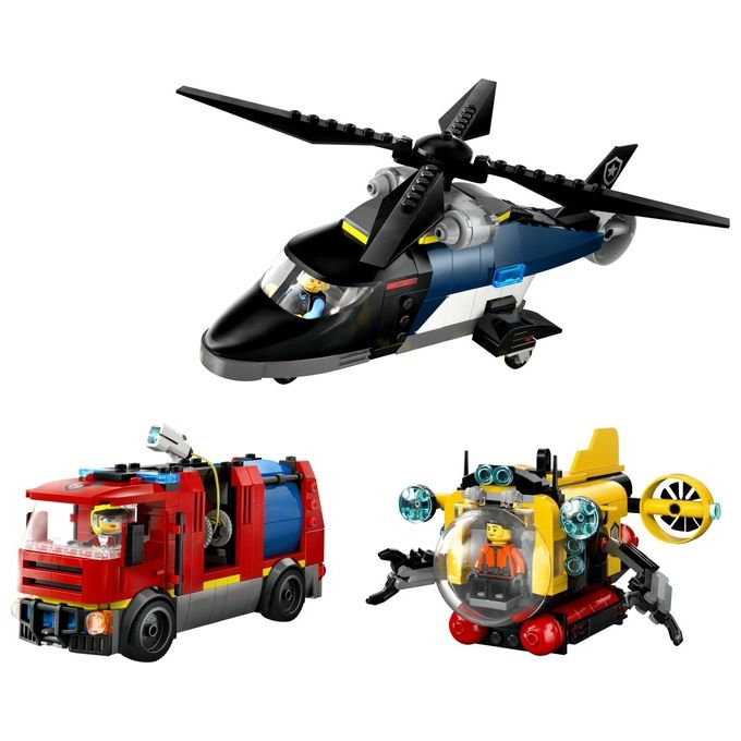 LEGO Set Costruzioni City 60462 Elicottero Autopompa Sottomarino MixeMatch per Creativita' senza Confini